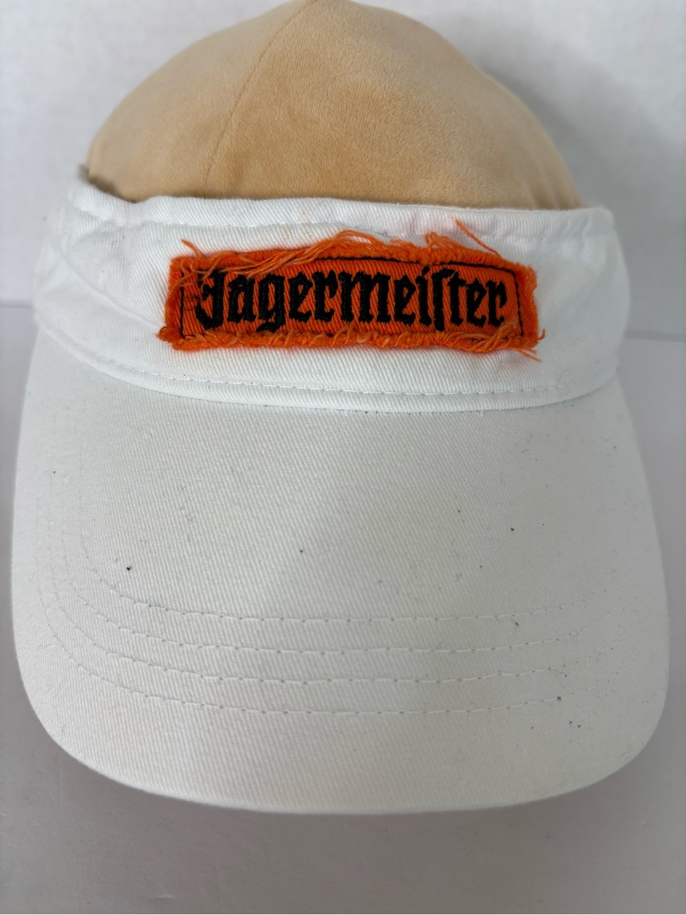 Jagermeister White Visor Hat with Orange Logo Patch